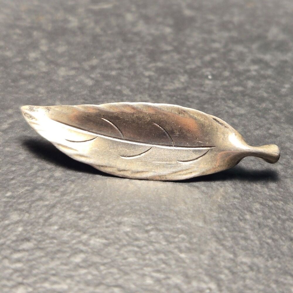Leaf Vintage Sterling Silver Brooch Pin